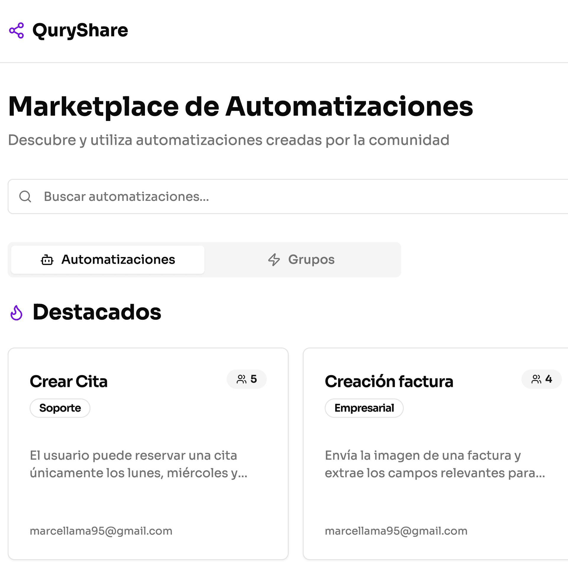 Marketplace de automatizaciones