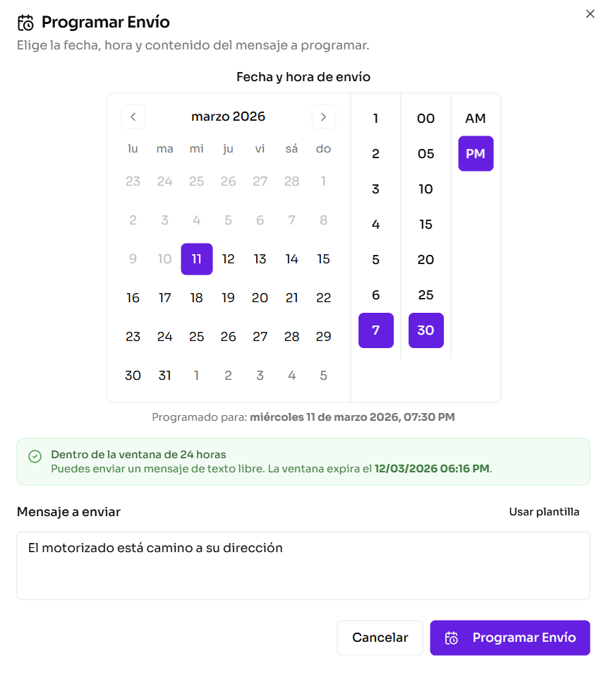 Bloque de mensajes programados pendientes sobre el compositor
